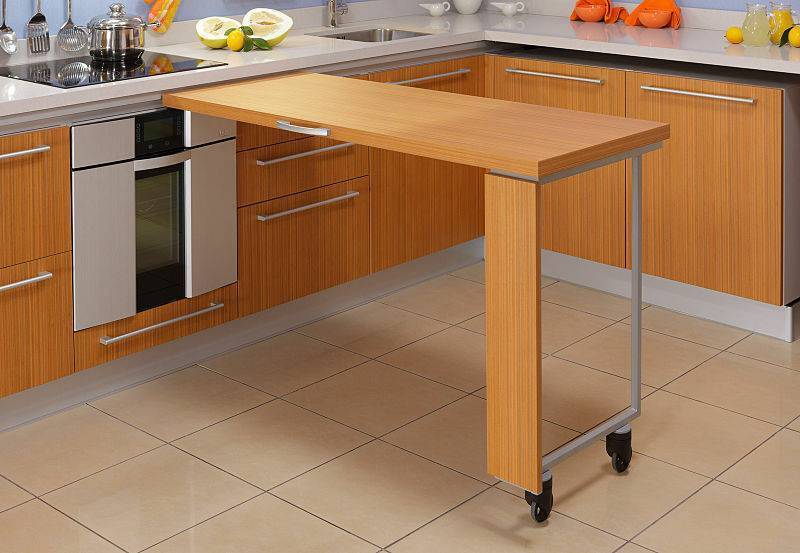 Встроенный выдвижной кухонный стол: модели / как выбрать?