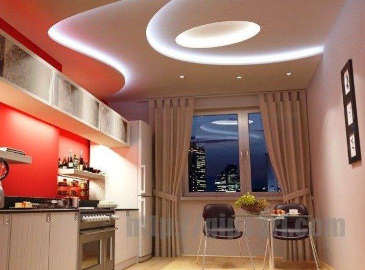 Гипсокартонные потолки на кухне – от дизайна до установки