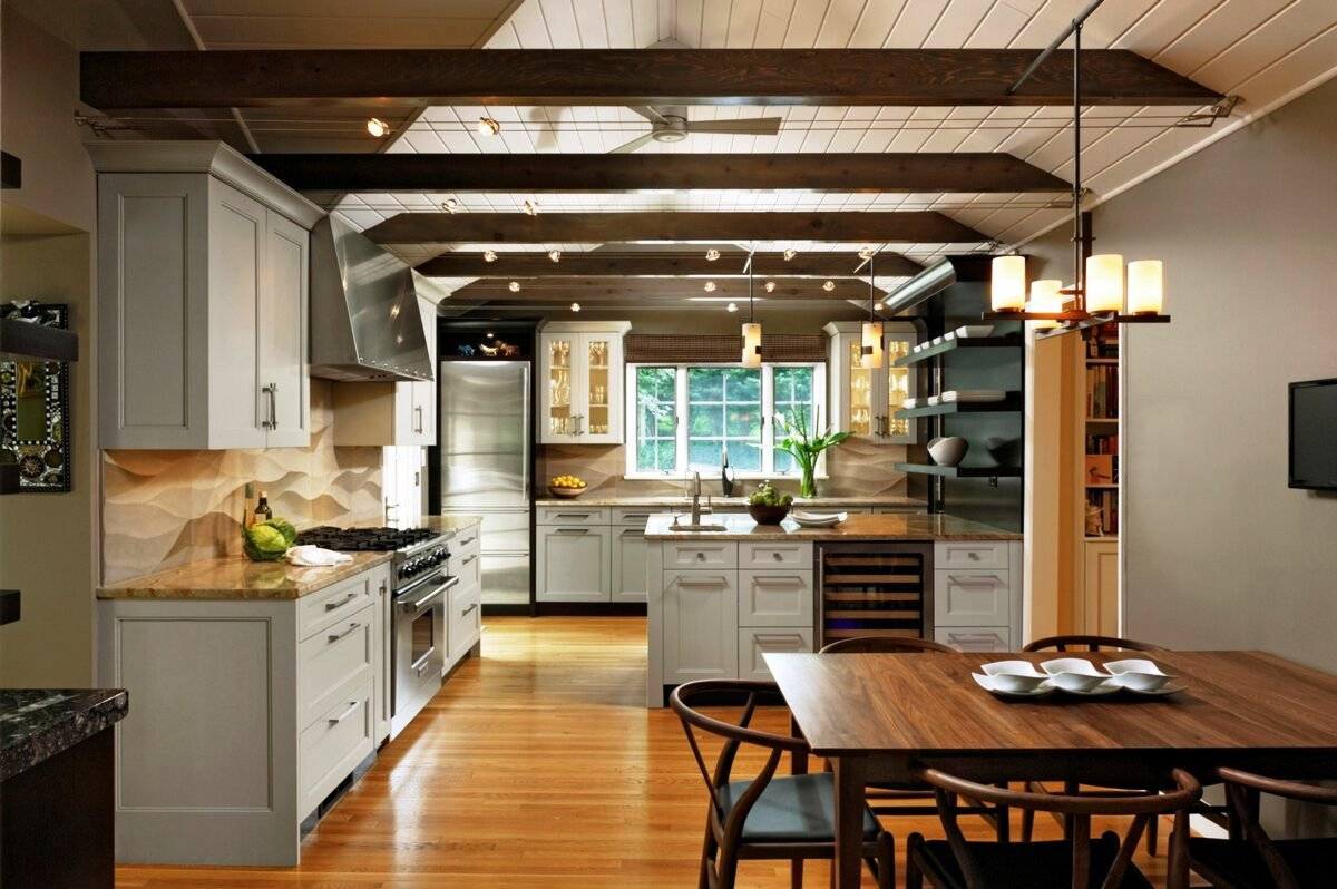 Дизайн потолка на кухне (71 фото): в гостиной, совмещенной с кухней, низкий и высокий потолки — sibear.ru