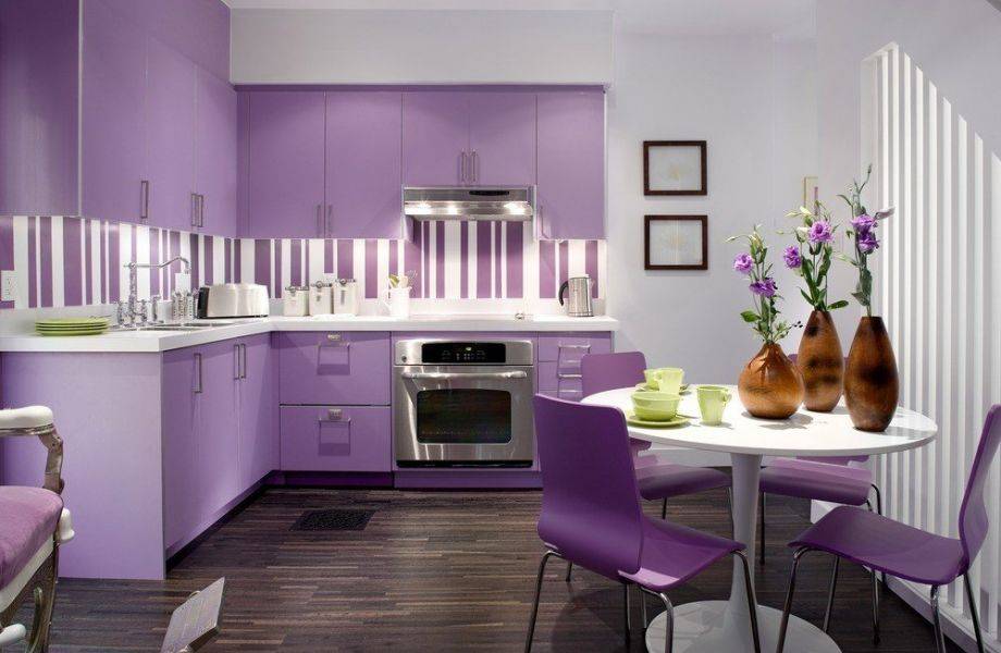 Дизайн кухни в фиолетовых тонах: что выполнить в фиолетовом, сочетания с другими цветами