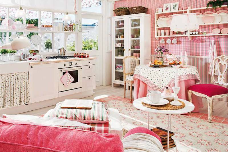 Кухня в розовых тонах: стили, сочетания, примеры