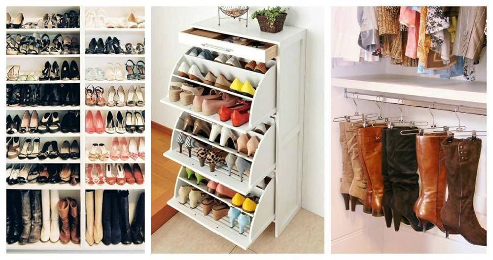 Хранение обуви в прихожей, шкафу, на балконе: варианты, фото, особенности