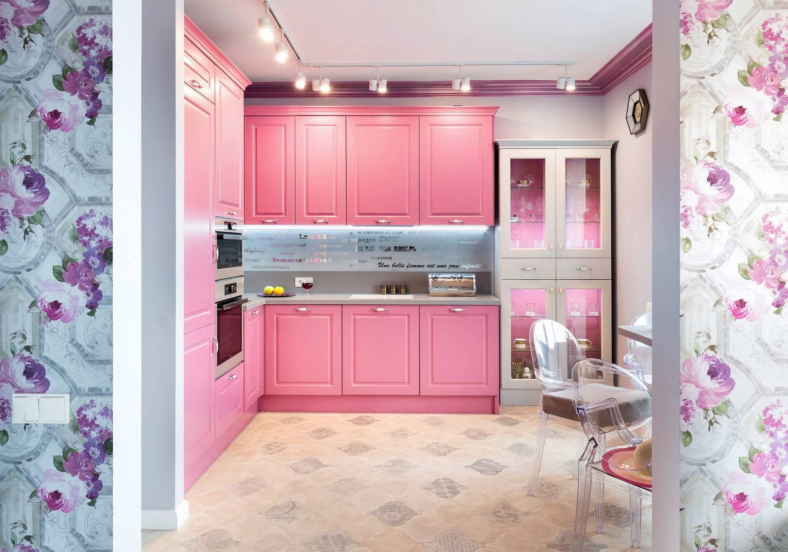 Кухня в розовом цвете - идеи дизайна интерьера