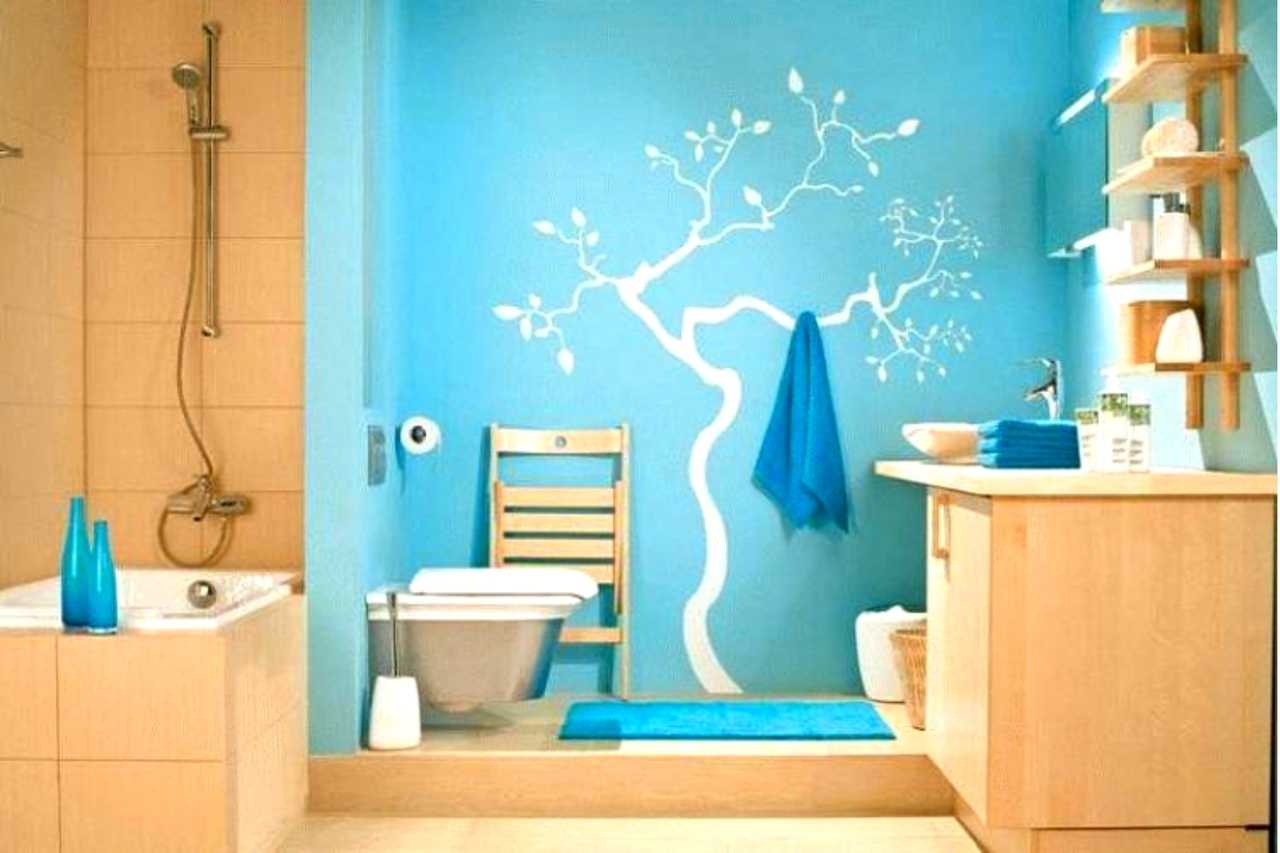 Чем можно покрыть ванную комнату. Крашенные стены в ванной. Окрашенные стены в ванной. Декорирование окрашенных стен в ванной комнате. Ванная покрашенная краской.