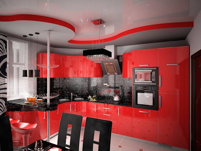 Красно-черные кухни - 76 фото лучшего дизайна в современном стиле