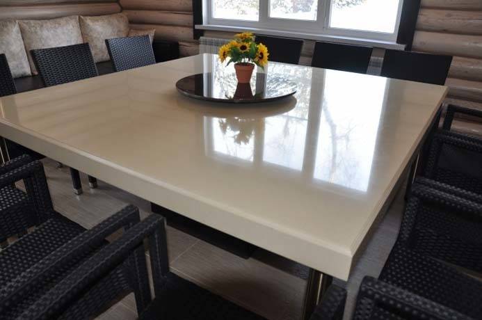 Столы из искусственного камня: кухонный раздвижной обеденный стол с каменной столешницей, акриловый искусственный камень