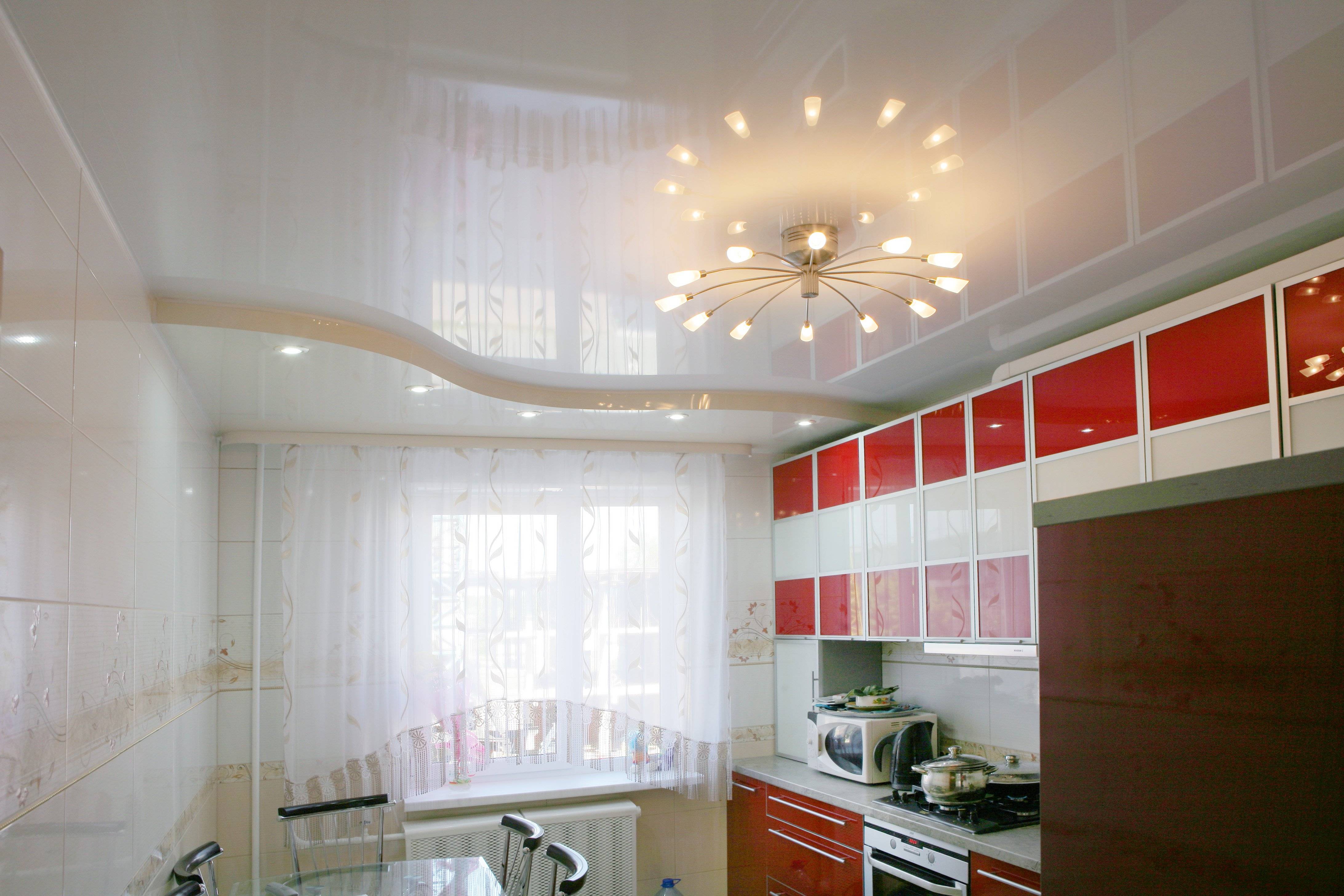 Натяжной потолок на кухне: идеи дизайна (150+ фото)