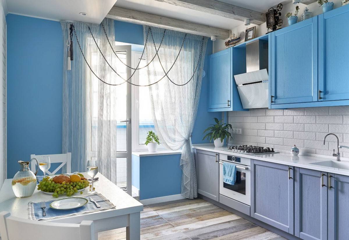 Дизайн голубой кухни