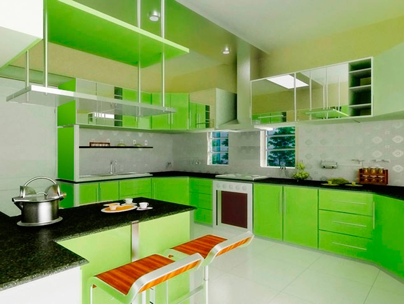 Кухня зеленого цвета — оживленный интерьер в лучших совмещениях цвета + 77 фото