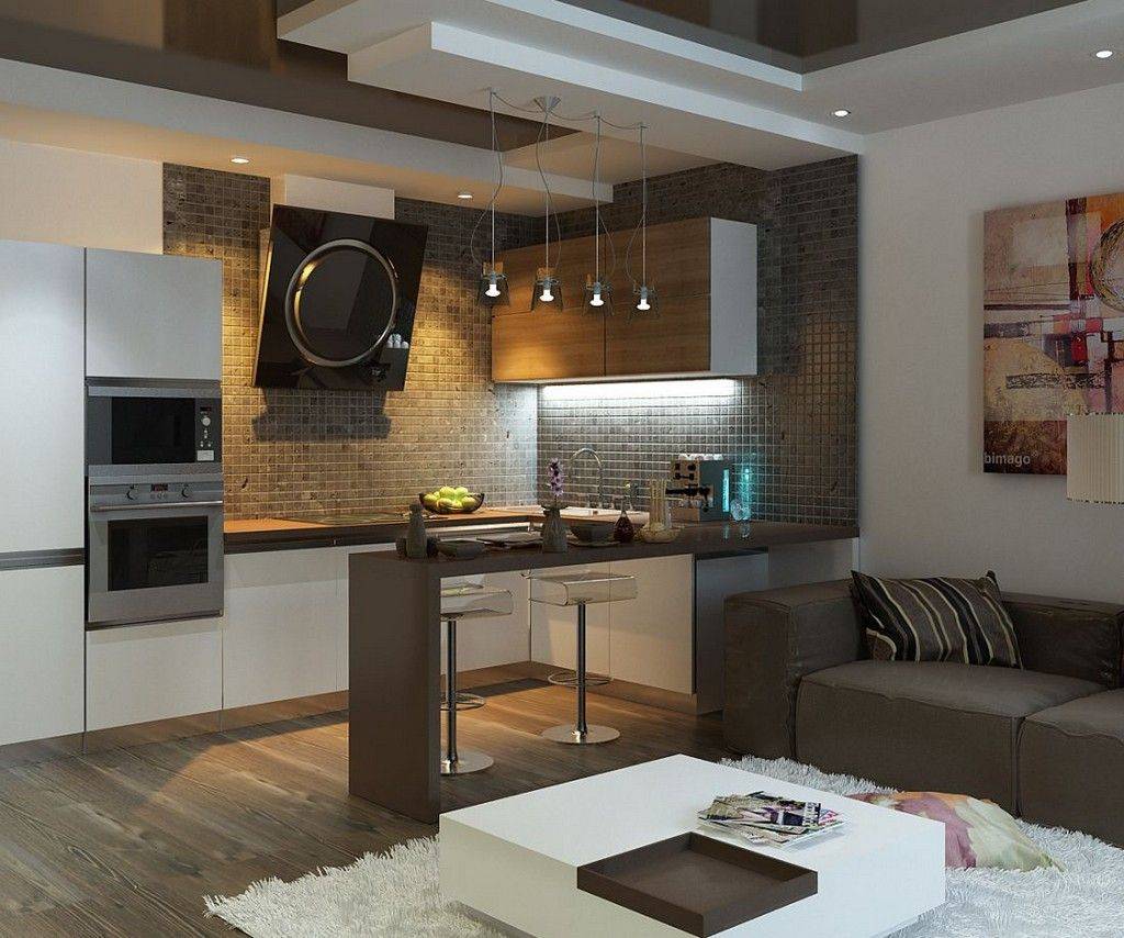 Зонирование кухни и гостиной перегородкой: варианты разделения квартиры