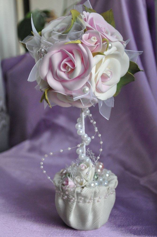 Свадебный топиарий из роз, мастер класс с пошаговыми фото