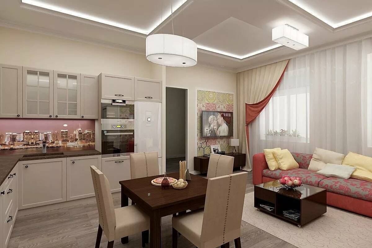 Кухня-гостиная 19 м, рабочие точки, советы дизайнеров, фото в интерьере