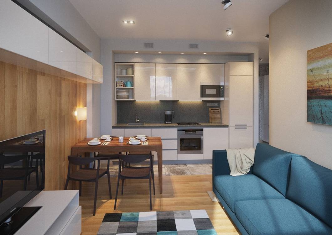 Кухня 18 кв. м: фото дизайна, в студии, в современном стиле, планировка комнаты прямоугольной формы, с барной стойкой