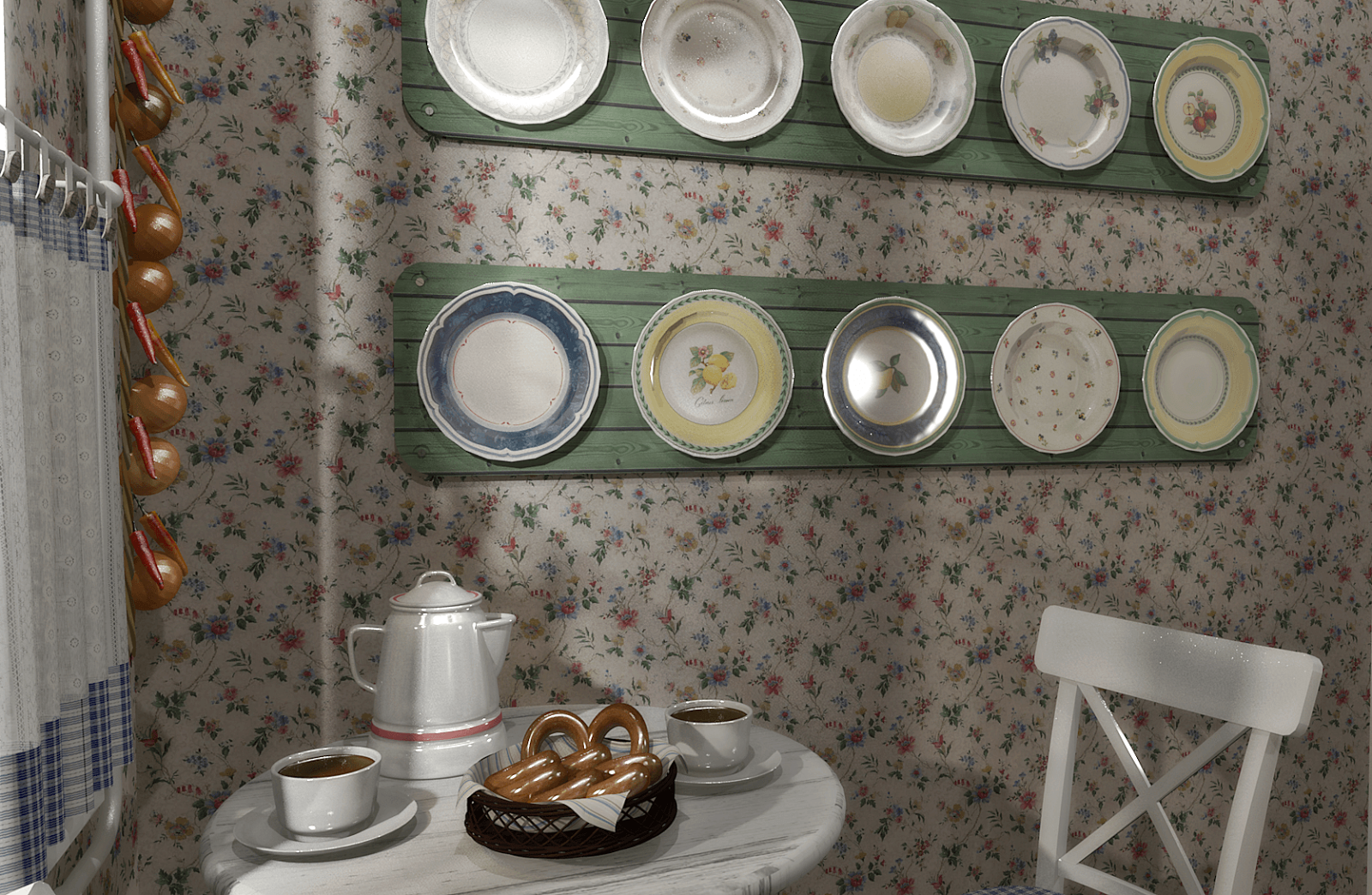 Тарелки на стене в интерьере кухни – мастер-класс и идеи