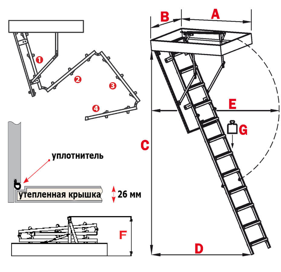 Чердачная лестница (72 фото): разновидности и размеры металлической откидной - огород-365