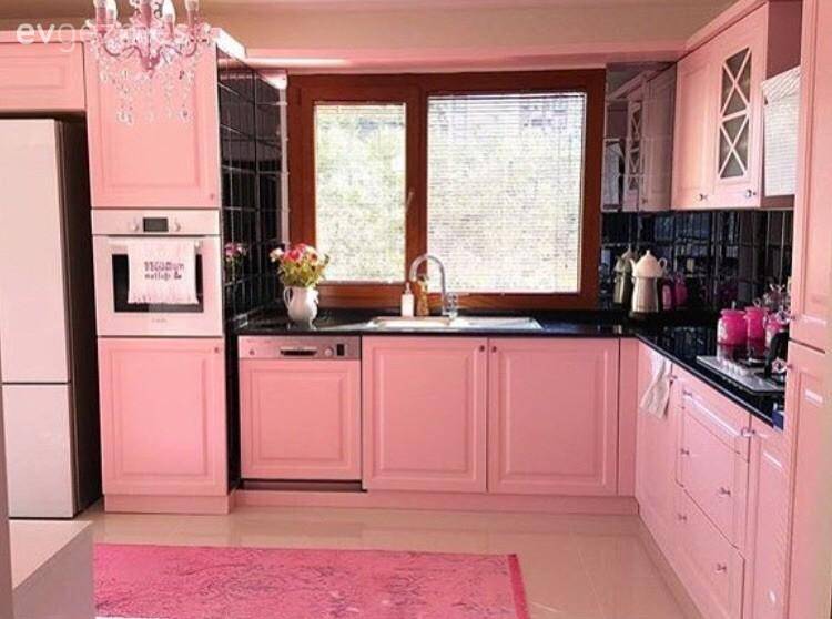 Розовая кухня: сочетание розового цвета с другими оттенками (фото)