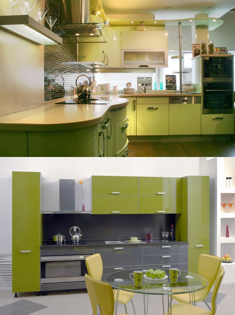 Многообразие оливкового цвета и удачные сочетания в кухонном интерьере