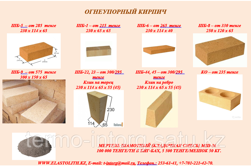 Шамотный кирпич: размеры, гост