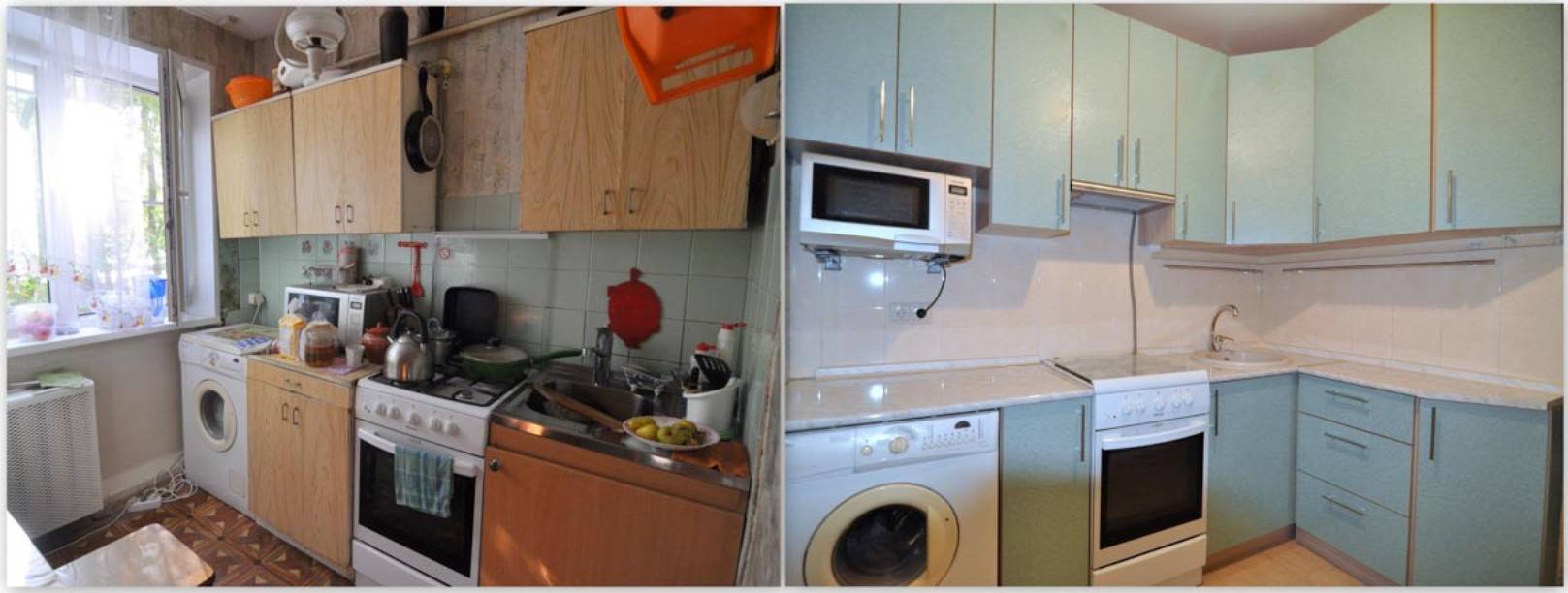 Кухня 6 кв.м. в хрущевке, фото до и после ремонта