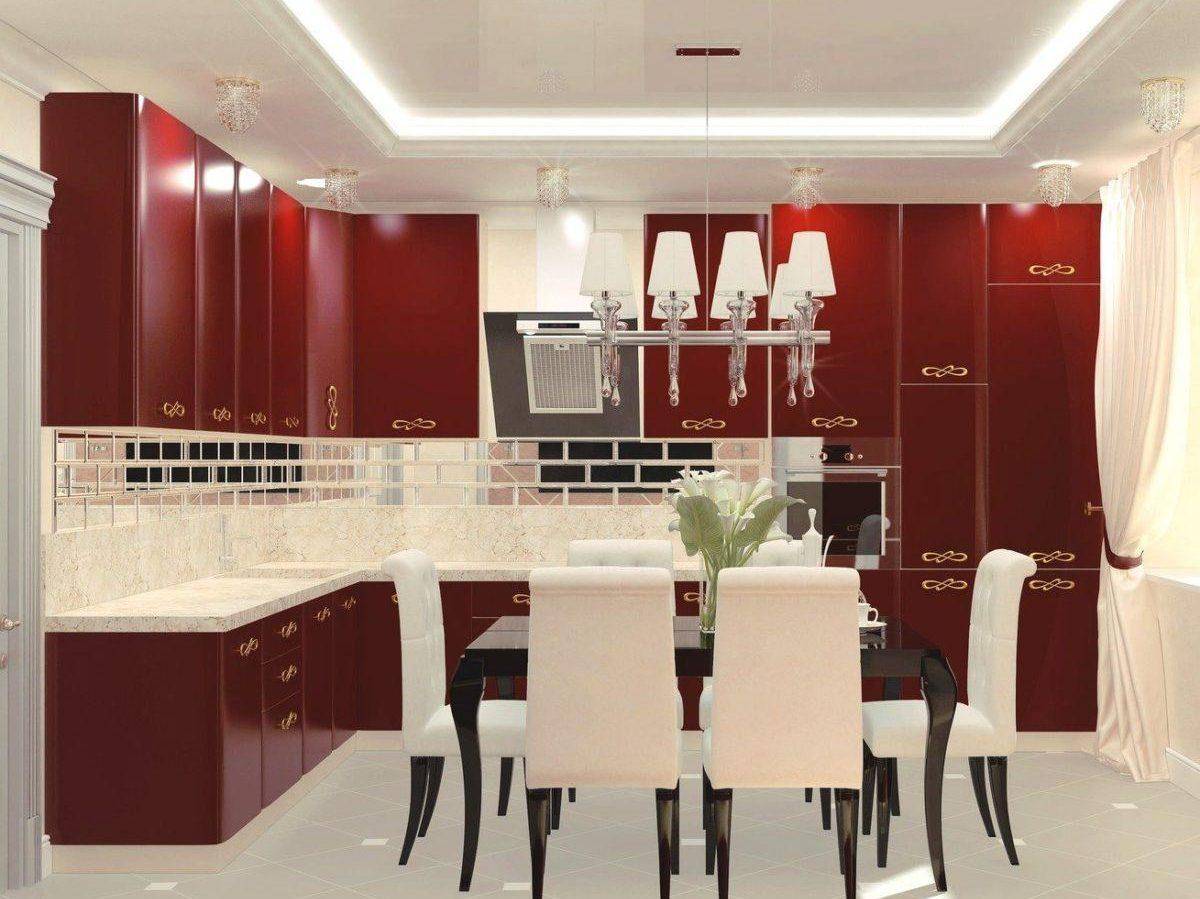 Бордовая кухня в интерьере: сочетание цвета с другими цветами, фото дизайна