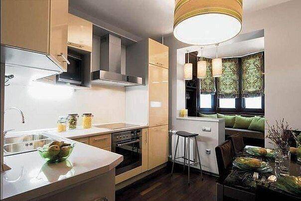 Дизайн кухни совмещенной с балконом от 8 до 12 кв. м.