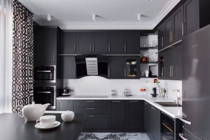 Черно-белая кухня: правила оформления и стильные решения по созданию дизайна кухни (95 фото)