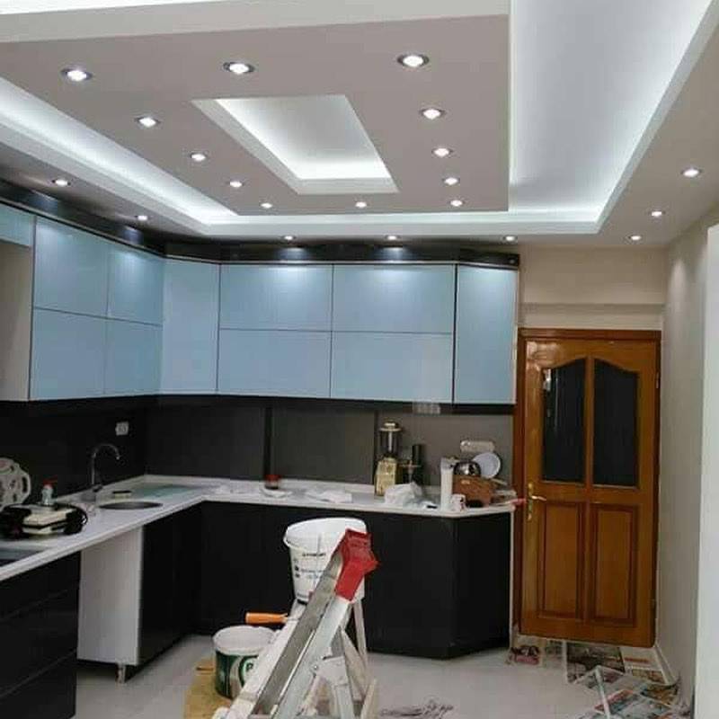 Двухуровневый потолок на кухне: натяжной, из гипсокартона и комбинированный, виды потолков