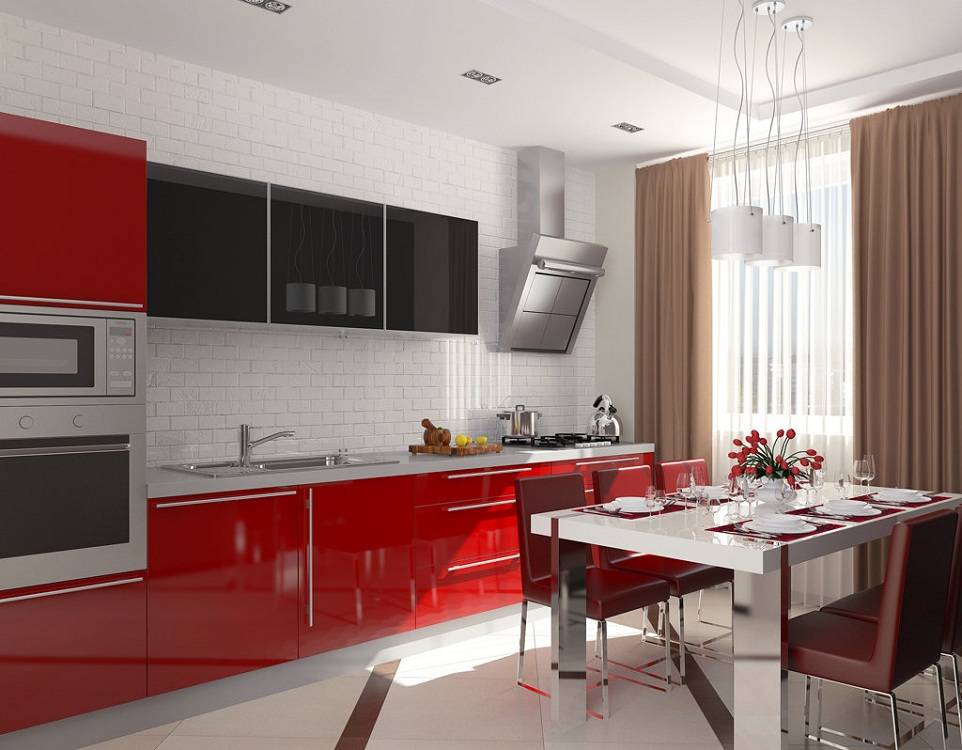 Красный цвет в интерьере кухни: 5 подсказок и 85 вдохновляющих фото