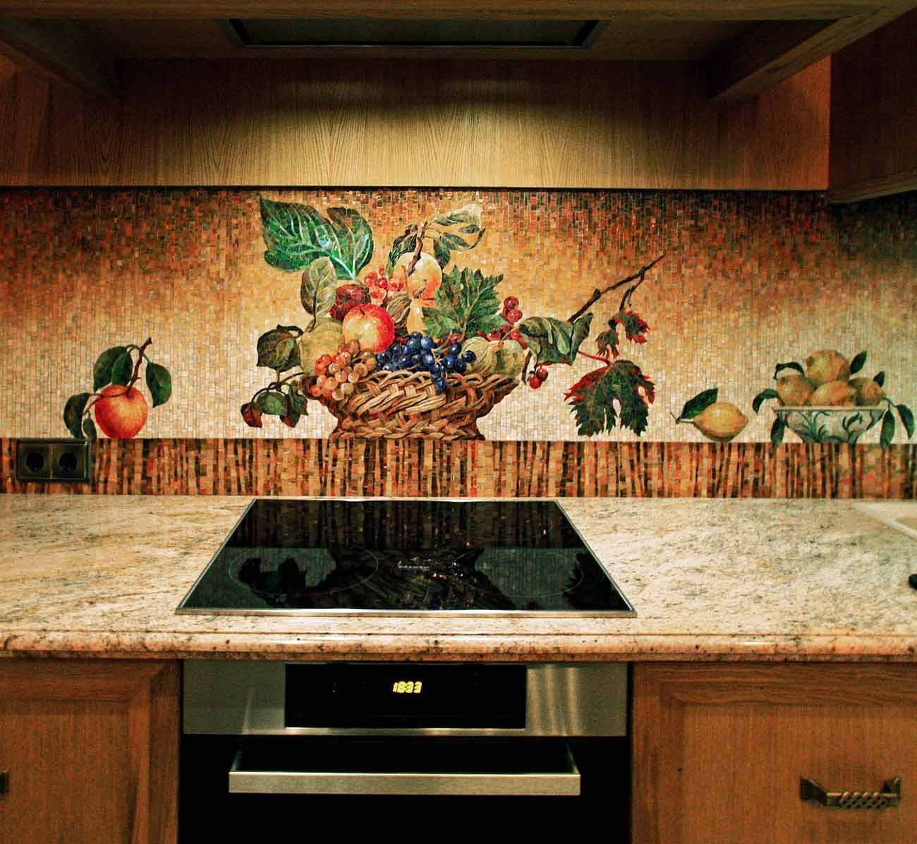 Панно из керамической плитки: фрисайз-керамика на стену, кафельная картина для кухни на пол