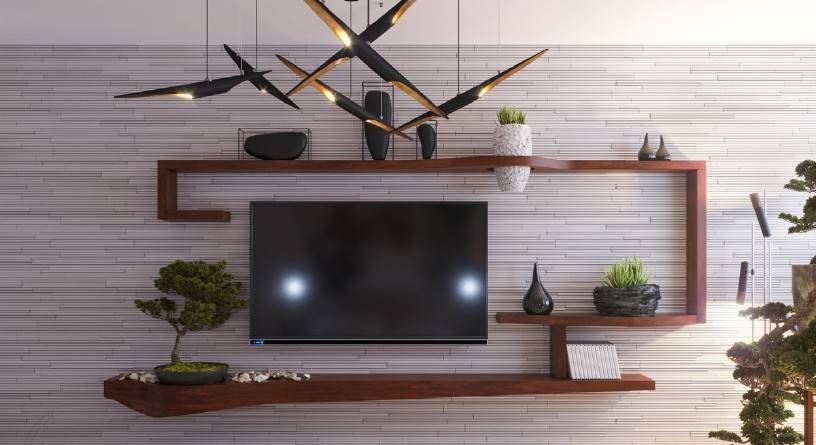 Оформление стены под телевизор в гостиной фото: дизайн зала и высота, как оформить интерьер и правильно повесить тв