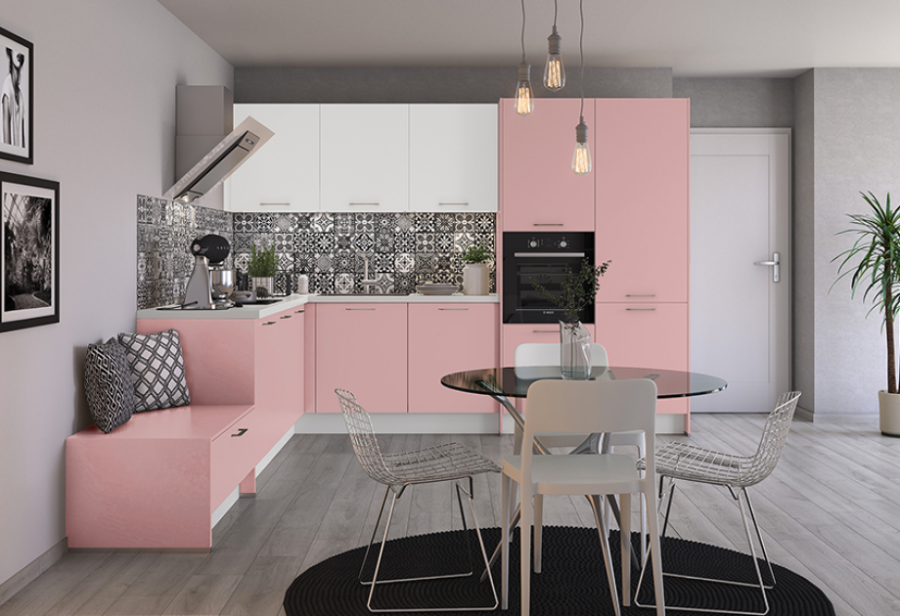 Розовая кухня: учимся сочетать розовый цвет с другими оттенками (реальные фото)