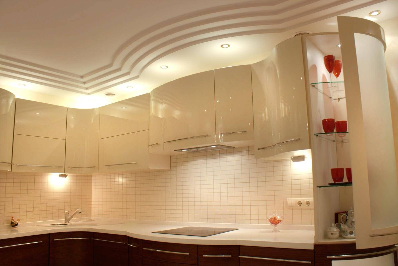 Потолки из гипсокартона на кухне – дизайн, фото, каркас, обшивка, советы специалистов