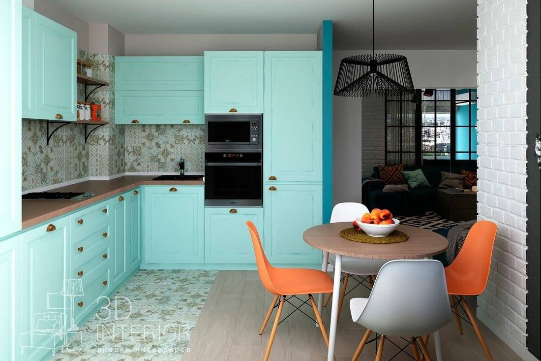 Кухня бирюзового цвета - оптимальный цвет на кухне (70 фото)