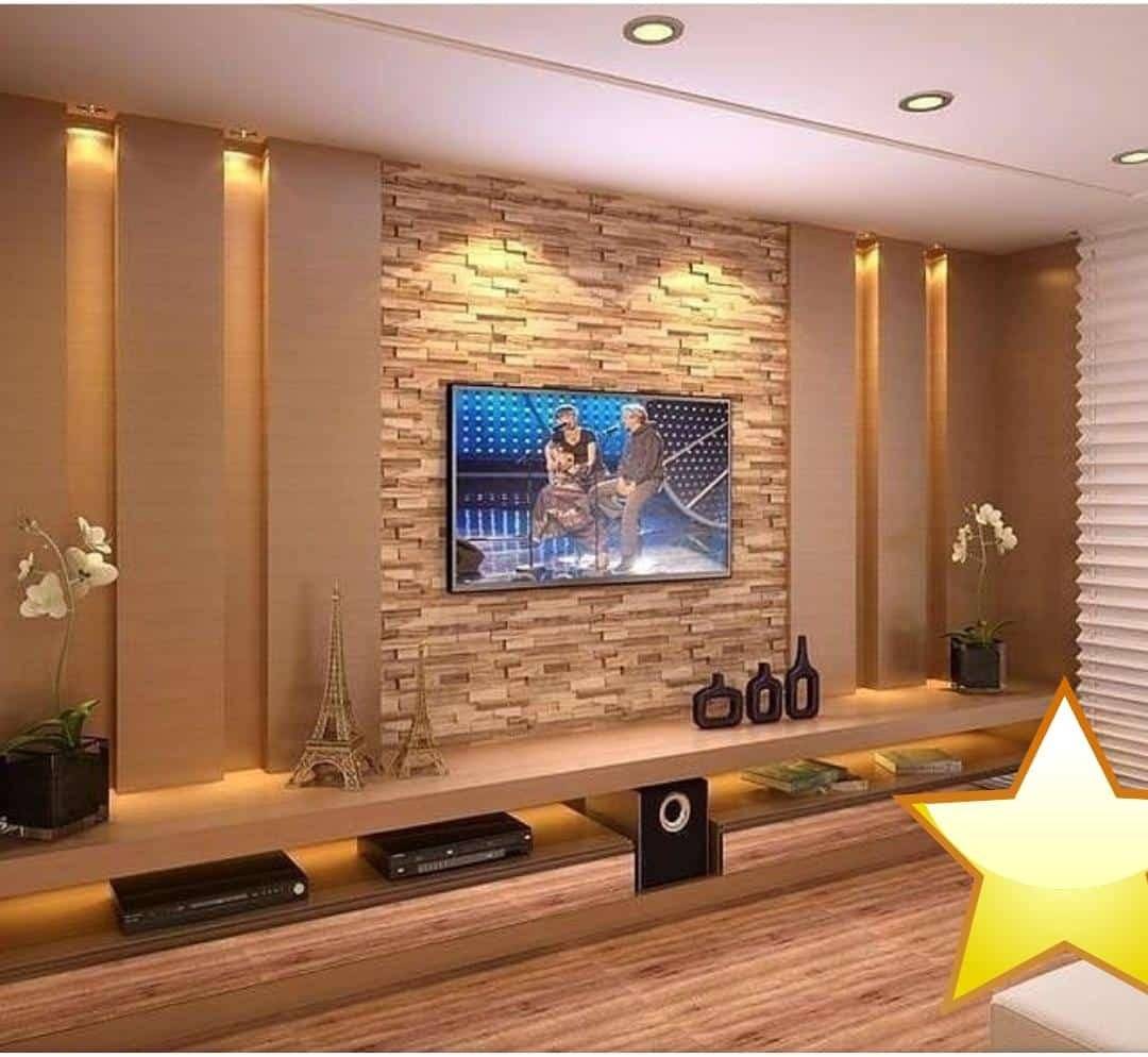 Оформление стены с телевизором в гостиной: фото в современном стиле, дизайн комнаты