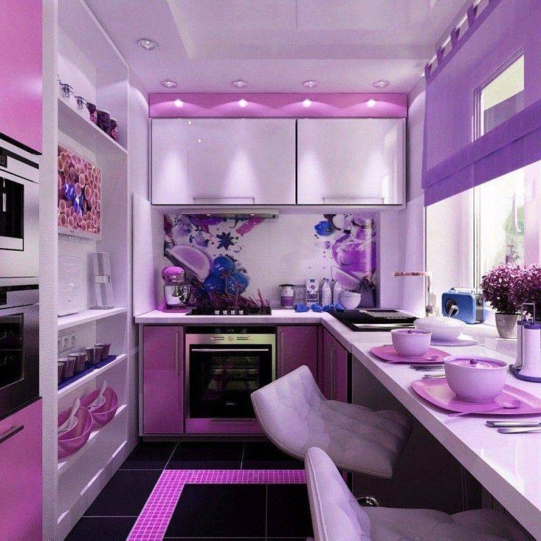 Дизайн кухни площадью 6 кв.м: 60 реальных фото с холодильником, газовой колонкой