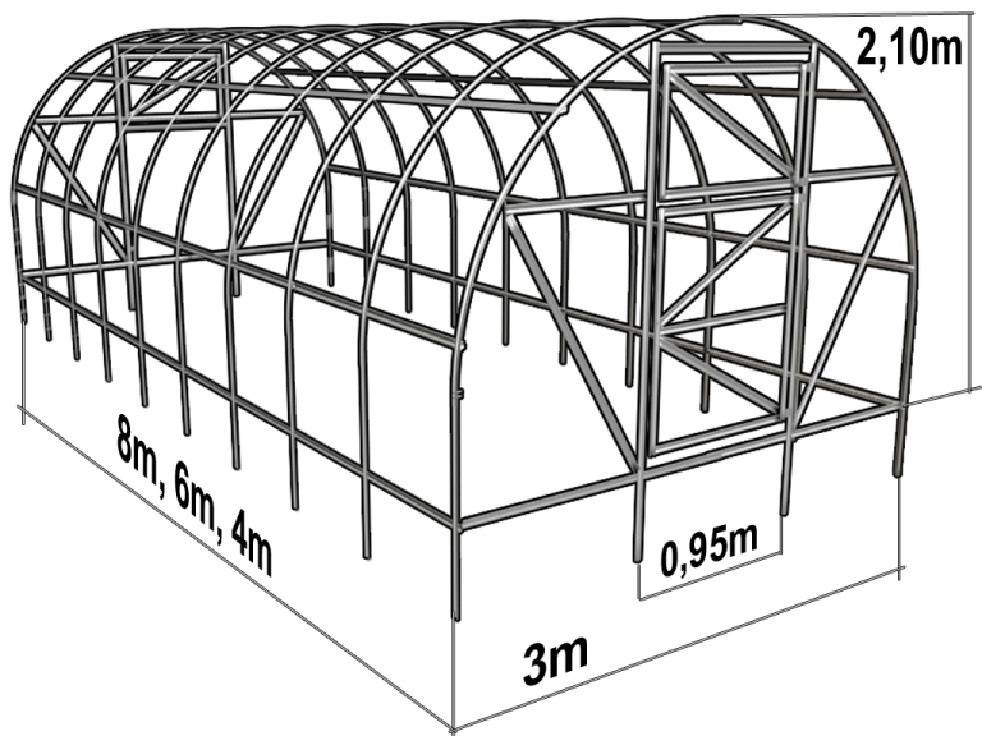 Обзор теплицы с шириной 4 метра из поликарбоната