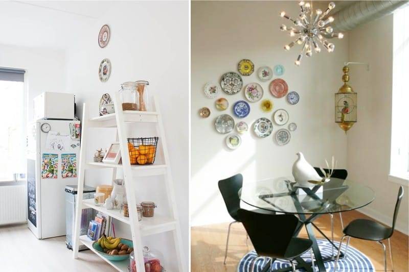 Тарелки на стене в интерьере кухни – мастер-класс и идеи (100 фото) - lineyka