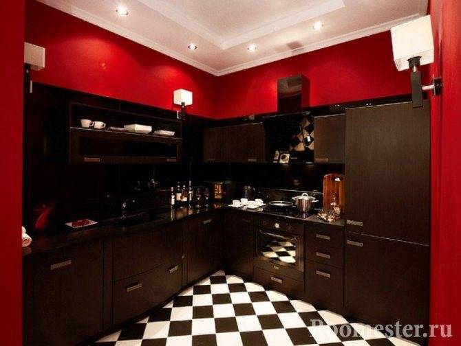Красно-черная кухня: что выполнить в красном а что в черном, реальные фото примеры