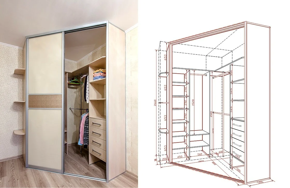 Встроенные шкафы-купе в спальню фото: угловой своими руками, дизайн внутренней конструкции, угловая кровать