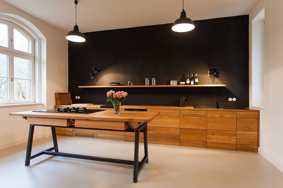 Кухня без верхних шкафов (60 фото): дизайн угловых и линейных гарнитуров