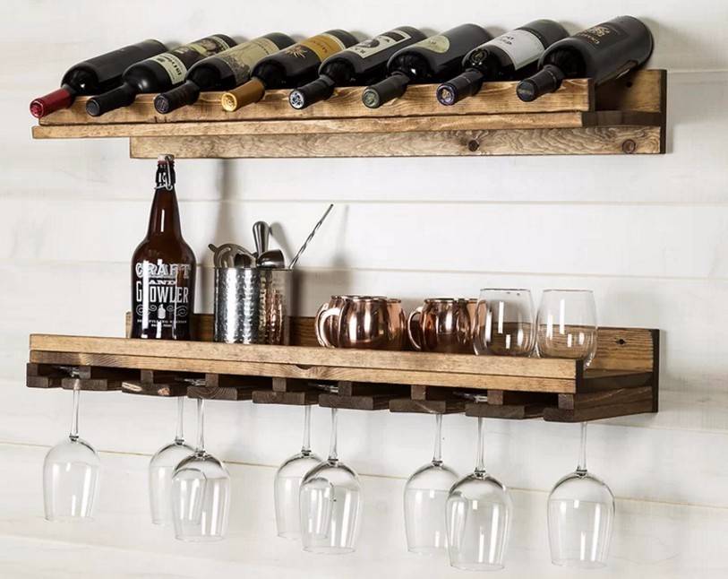 Винная полка на кухне ‒ типы стеллажей для вина и их изготовление