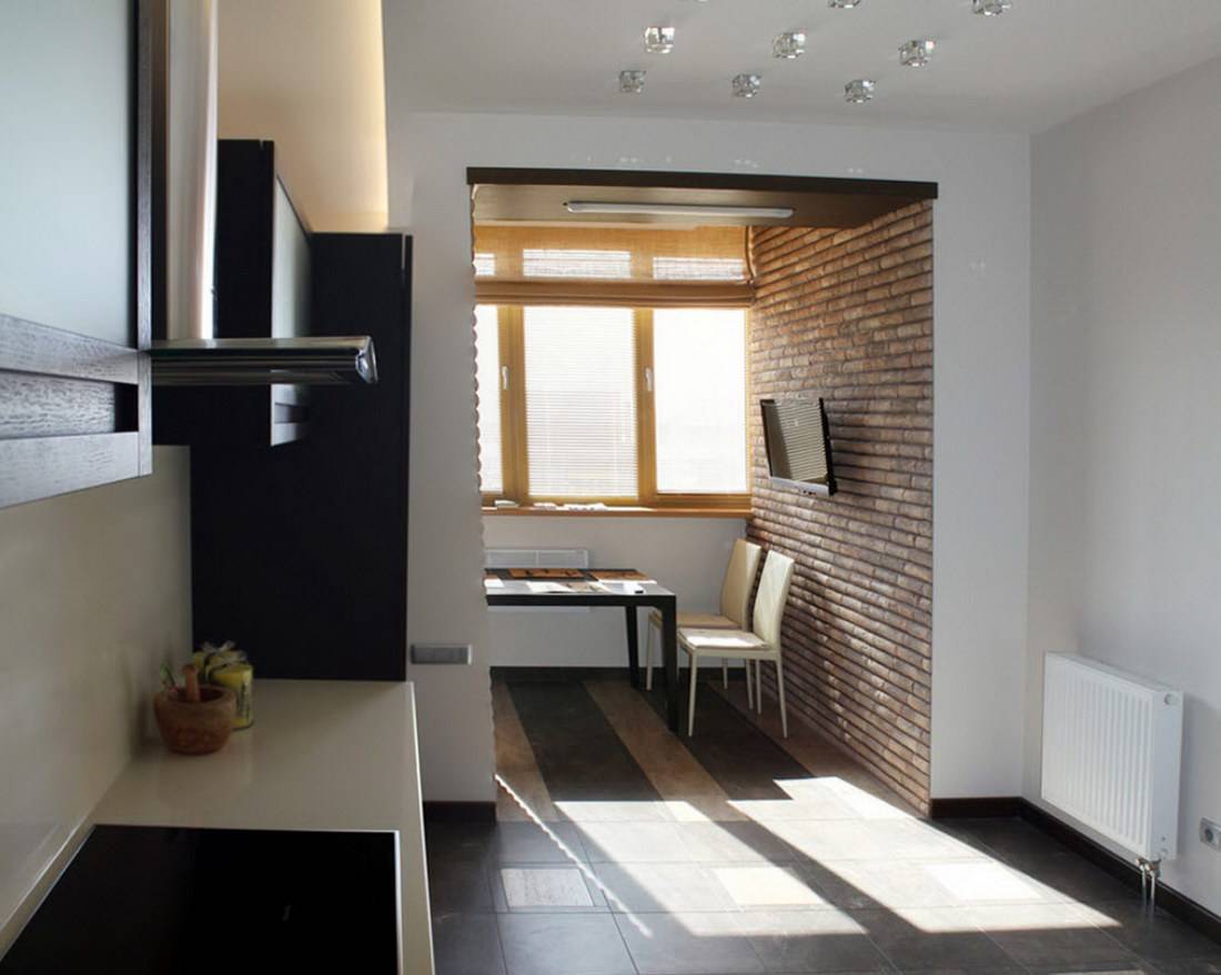 Дизайн кухни совмещенной с балконом: идеи планировки без сноса стен, интерьер