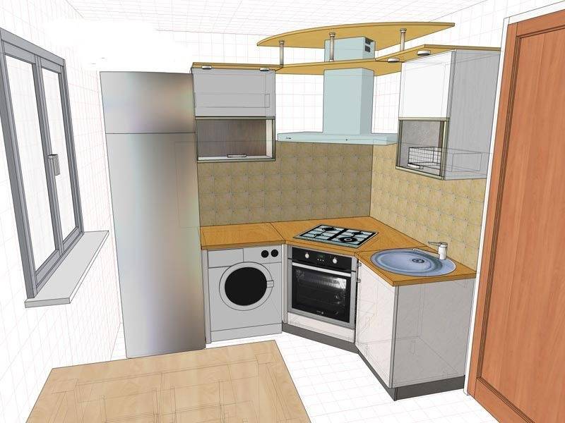 Дизайн кухни 6 кв.м. — новинки 2020-2021 годов с холодильником