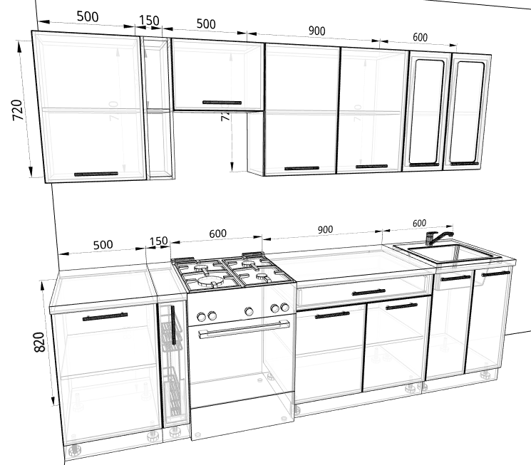 Схема кухни 3 на 3