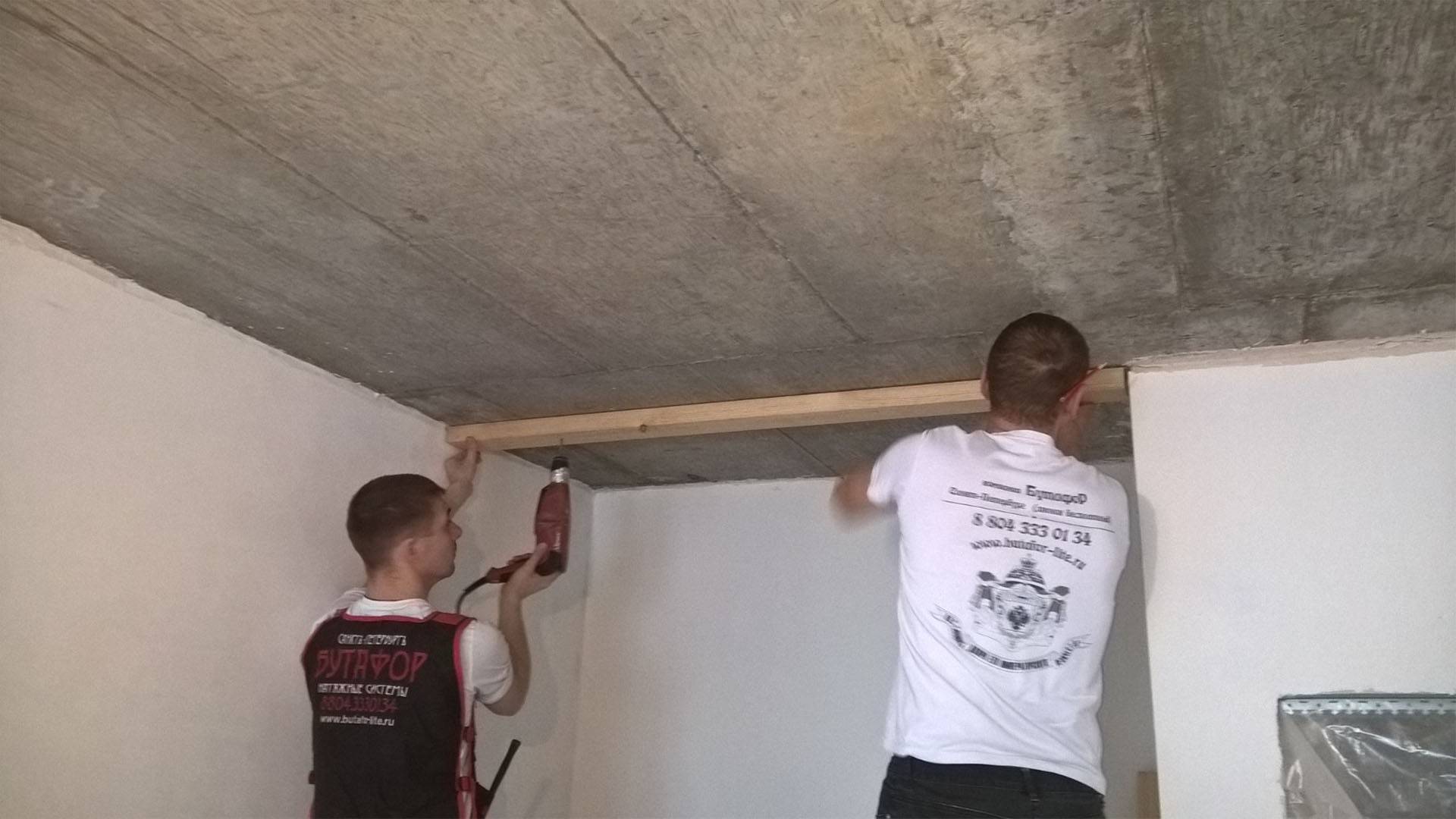 Как установить шкаф-купе под натяжной потолок