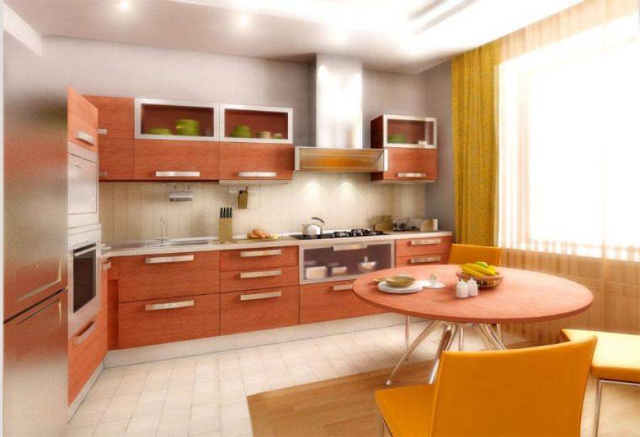 Дизайн кухни персикового цвета – сочетания оттенков, фото дизайна, материалы гарнитура