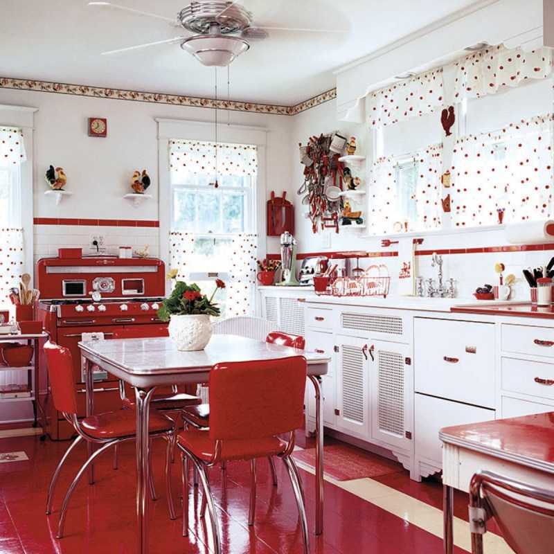 Кухня в стиле ретро — дизайн, сантехника, 100 фото