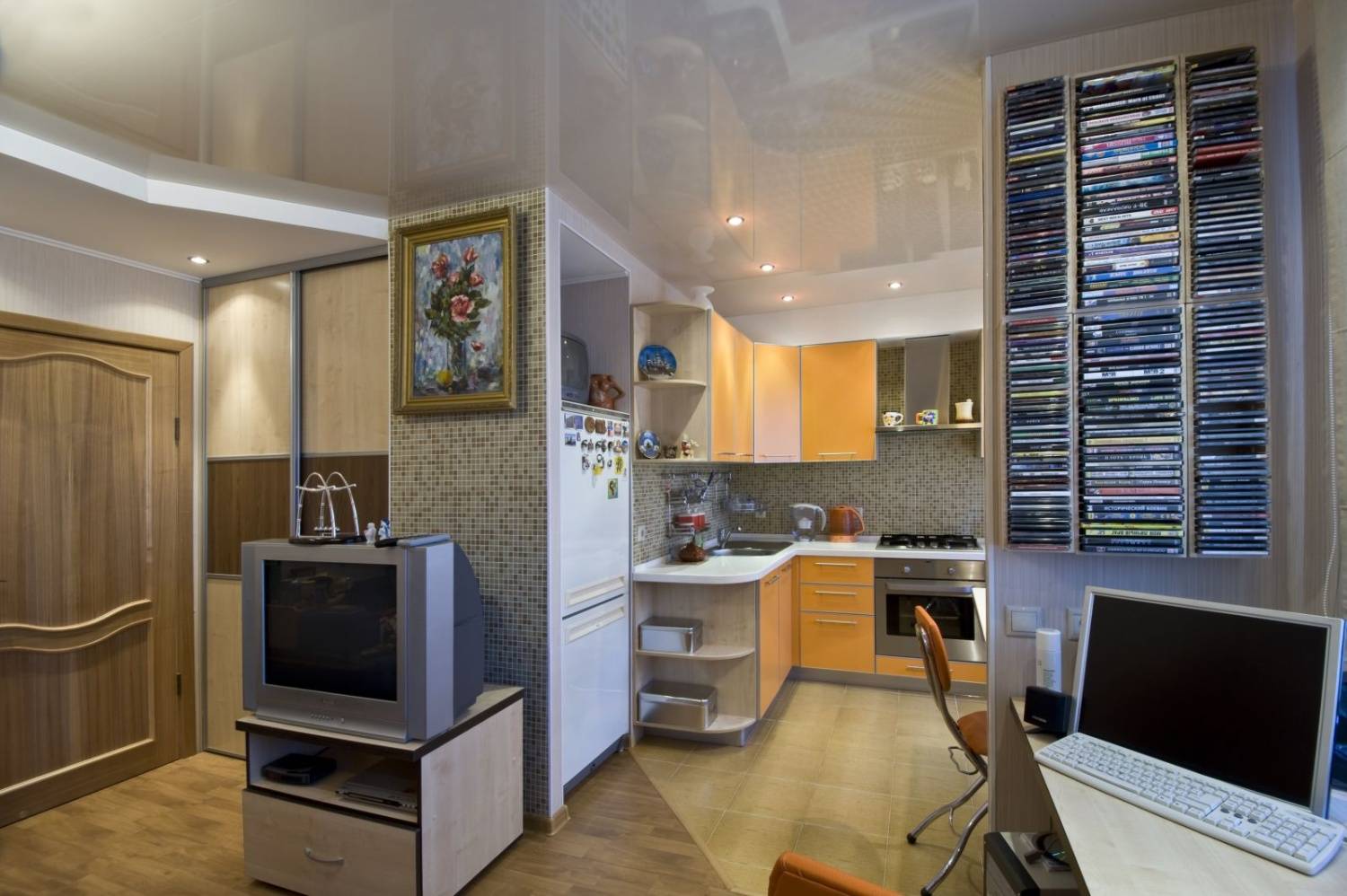 Дизайн и планировка кухни, совмещенной с гостиной в двушке-хрущевке