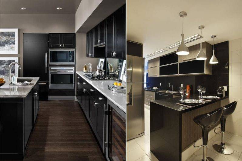 Черная кухня - нетривиальное оформление интерьера - 103 фото примера