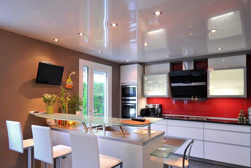 Натяжной потолок на кухне: 100+ фото лучших идей и вариантов дизайна